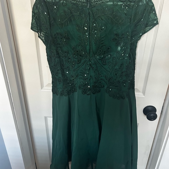 Emerald Green lace chiffon dress size 14 - Picture 2 of 4